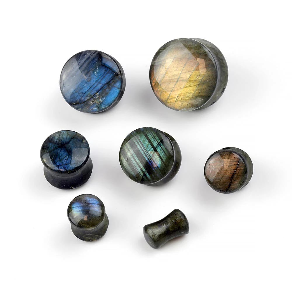Round Stone Ear Plugs Gauges Earrings Women Men Multi Color Ear Plug Flesh Tunnel Piercing Expander Ear Stretcher Body Jewelry