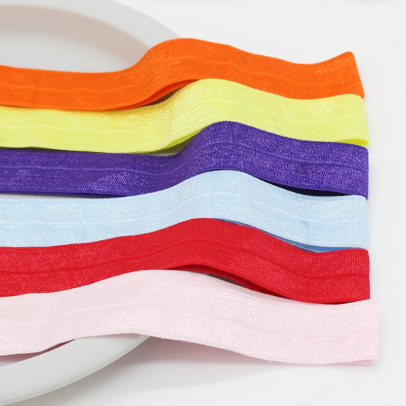 Colorful 5/8 Inch Soft Shiny Fold Ribbed Elastic Headband Webbing Eco-friendly Custom Logo for Fashion Gifts Boxes High
