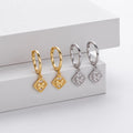 Fashion Jewelry Earrings 925 Sterling Silver Diamond Earrings square Pendant butterfly Gold Plated Hoop Earrings Women