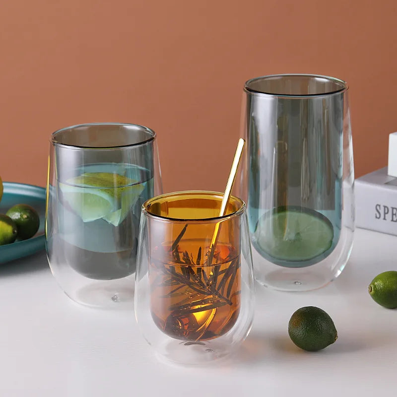 Hot Product Coffee Glass Cup Double Wall Insulated Various Coloured Glass Cup