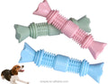 New Eco-Friendly Bone Shaped Dog Bite Teething Toys Interactive Pet Training Toothbrush TPR Plastics Toys Packed in Bag