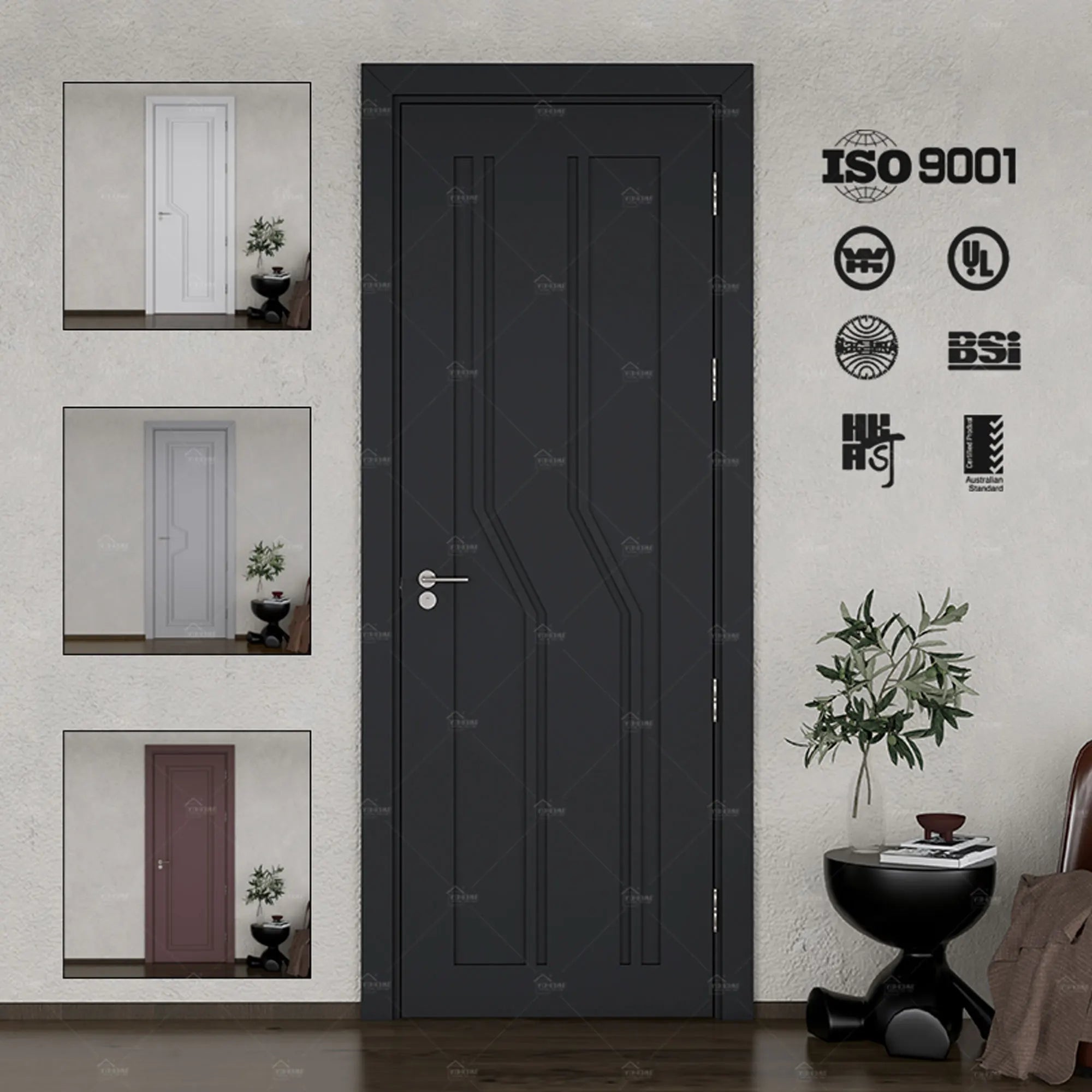 China Top Manufacturer Custom Modern Hotel Doors Soundproof Room Doors Internal Prehung Italian Design Wooden Doors