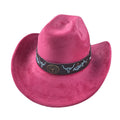Wholesale wide brim fabric suede western cowboy hat vintage OX belt decoration