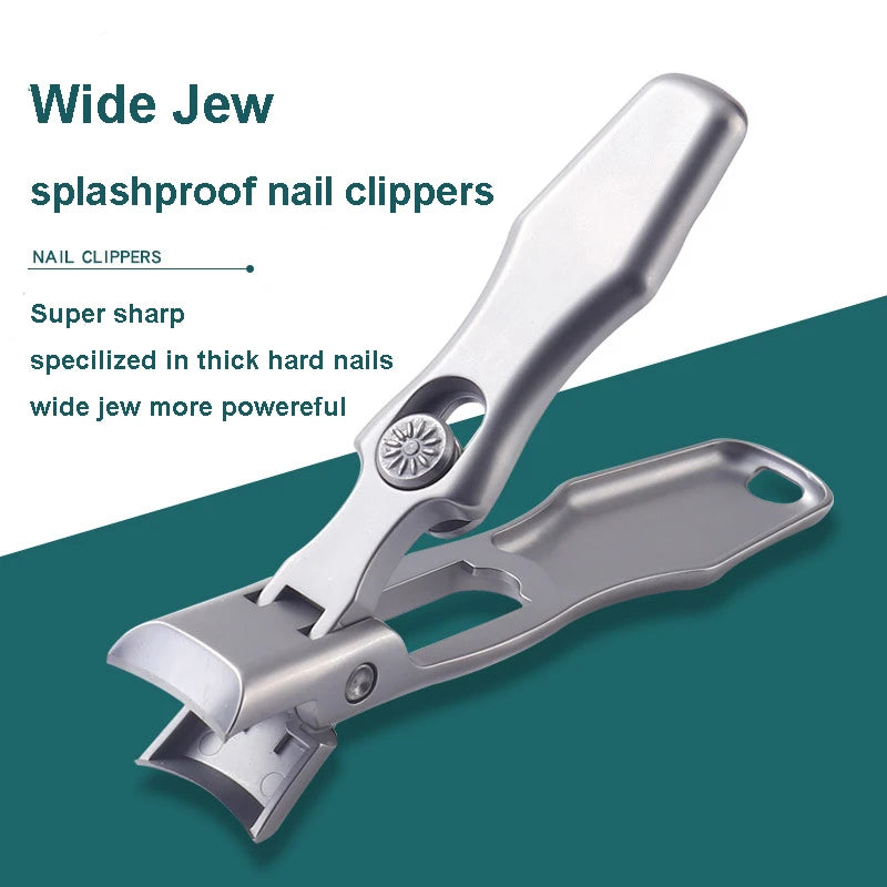 Heavy Duty Wide Jew Splash Proof Stainless Steel Elderly Portable Fingernail Toenail Nail Clipper Cutter Set for Hard Thick Nail