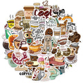 50Pcs Cute Coffee Drinks Kawaii Sticker Set for Girl Children Paper Decal Notebook Bottles Waterproof Laptop Stickers