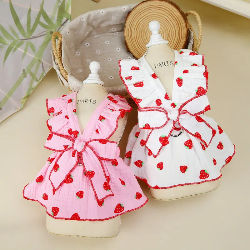 Small Dog Clothes 2024 New Summer Dog Cat Pet Clothing Princess Bowknot Printed Floral Dog Dresses Wholesale