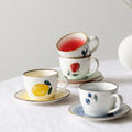 Solhui Golden Rim Luxury Ceramic Mug Latte Coffee Porcelain Cups with Saucer