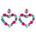 JLE15526 Fashion Heart Crystal Earrings Women Exaggerated Stud Earrings Jewelry