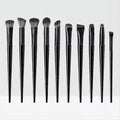 2024NEWVegan Makeup Brushes with Concealer Powder Eyeshadow Blending Eyeliner Spoolie Brush 10pcs Premium Synthetic Black