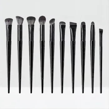 2024NEWVegan Makeup Brushes with Concealer Powder Eyeshadow Blending Eyeliner Spoolie Brush 10pcs Premium Synthetic Black
