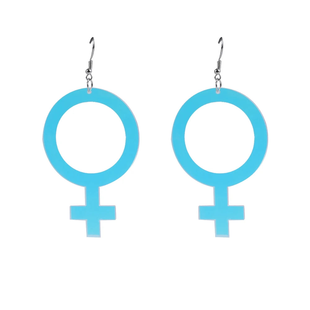 Laser Magic Color Acrylic Ab Colorful Earrings Men and Women Gender Symbol Earrings