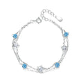 BASQUESUN Factory Wholesale Custom Double Layer Copper Inlaid with Blue Zircon Star Summer Fresh Sweet and Fashionable Bracelet