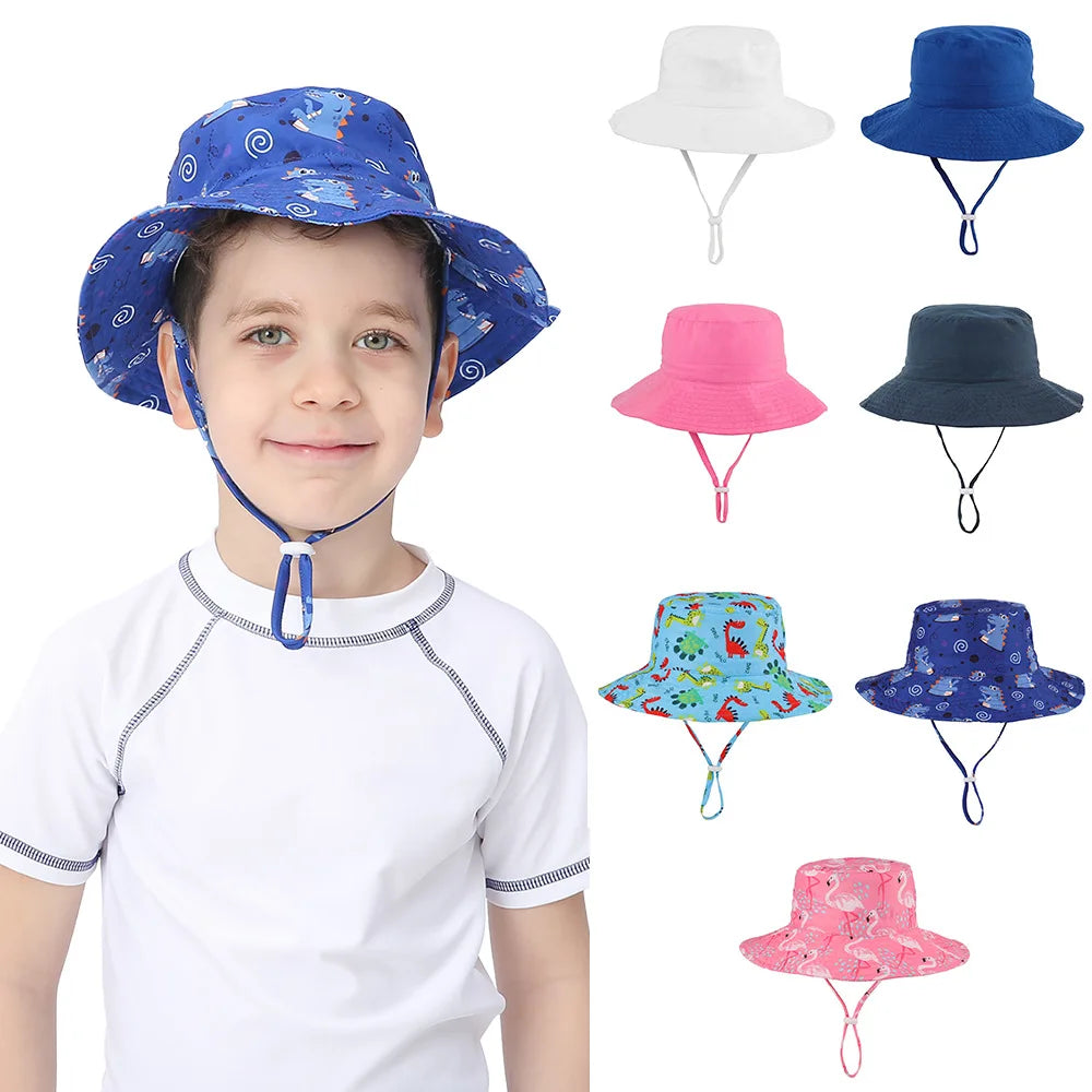 Whole Cotton Bucket Hat for Kids New Style Casual Travel Sun Hat with Letter Pattern Denim Fabric for Outdoor