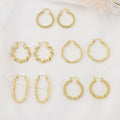 EM1329 18k Gold Plated Twisted Brass Hoop Earrings Bolo Circle Earrings Gold Statement Hoops for Women