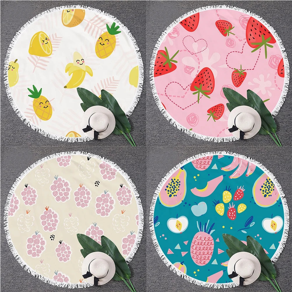 Custom Design Novelty Printed Mandala Round Microfiber Beach Towels with Tassels Eco-Friendly Quick-Dry Large Size Sand-Free