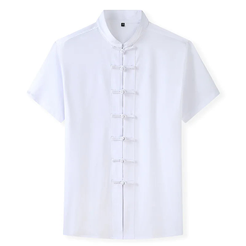 2023 Large Size Men's Tang Suit Short Sleeve Shirt Casual Loose Tang Suit Shirt Summer