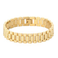 Tarnish Free Jewelry Pulsera Statement Gold Plated Wrist Link Bracelet Stainless Steel Watch Strap Band Chain Bracelet