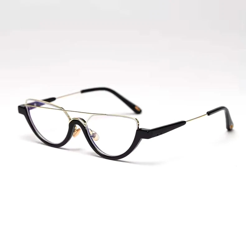 Hot Selling Retro Trend Vintage Irregular Street Shooting Small Frame Custom Cat Eye Anti Blue Light Glasses for Men Women
