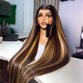 Raw Vietnamese Human Hair Lace Front Wigs-Glueless Transparent for Lace 250% Density Long Length Highlight Color Straight