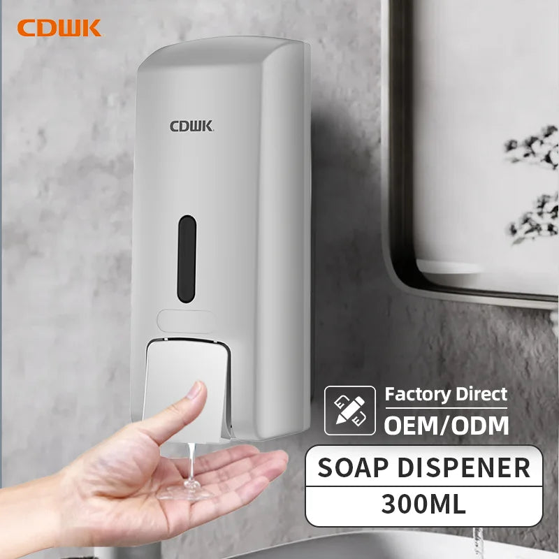 Heaidea Factory Custom Wall Mount Hotel Hand Soap Dispensers 300ml Manual Liquid Soap Dispenser for Bathroom