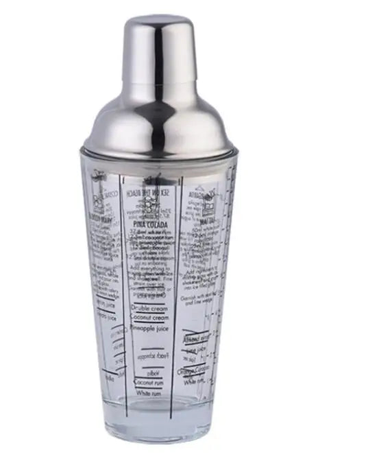 400ML  Wholesale Glass Cocktail Shaker With Stainless Steel Lids Customized