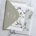 5*7 Inches Doc Black Ink Wedding Invitation Card with  Translucent Vellum Tracing Paper Wrap with Envelope
