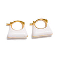 JINYOU 3461 White Red Enamel Geometry Stud Earrings Women 316L Stainless Steel Exquisite Fashion Daily Waterproof Jewelry 2025