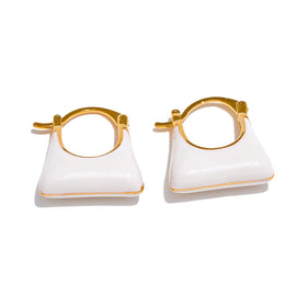 JINYOU 3461 White Red Enamel Geometry Stud Earrings Women 316L Stainless Steel Exquisite Fashion Daily Waterproof Jewelry 2025