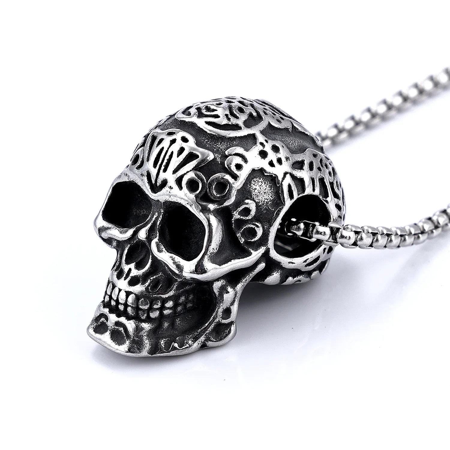 Punk Daily Wear Stainless Steel Rope Link Skull Men's Necklace