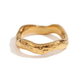 Hot Selling Princess Cut Buddhism Engagement Stainless Steel 18K Gold Plated Hammer Wave Ring for Women