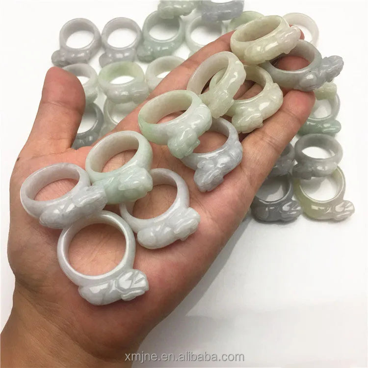Burmese Jadeite Grade a Brave Ring Jade Pendant Pendant Jade Handicraft Factory Wholesale