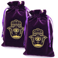 Custom Logo Fatima Evil Eye Velvet Drawstring Tarot Rune & Dice Bag With Satin Lining