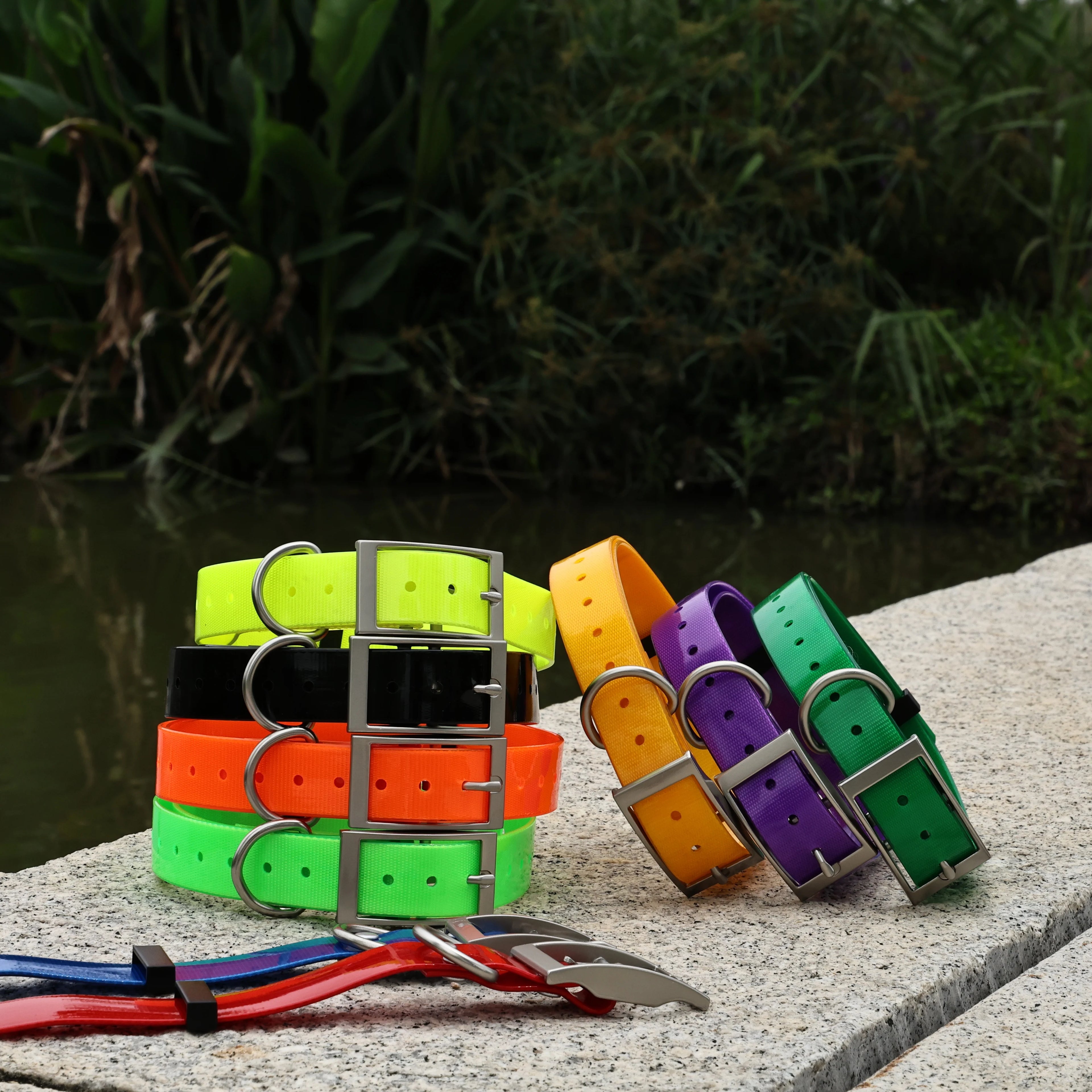 TPU Dog Collar Waterproof Durable Adjustable Pet Dog Collar Solid Color Neck Collar for Small Medium Large Dogs