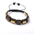 Blue Stone White Crystal Map Stone Trendy Style Main Stone Agate Men's Cross-Border Square Natural Bronze Gray Braided Bracelet