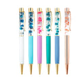 Luxury Flower Oil Ball Pen Liquid Flow Oil Crystal Metal Ball Pen Student Write Signature Office Supplies Flower Ballpoint Pen