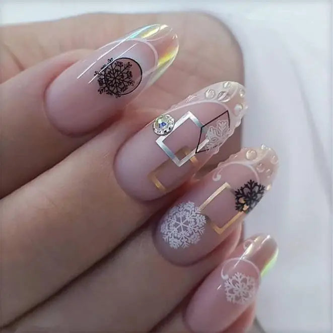 Creative Winter Design 3D Christmas Trees Sock Santa Snowflake Elk Nail Art Stickers for Christmas Nail Decorations