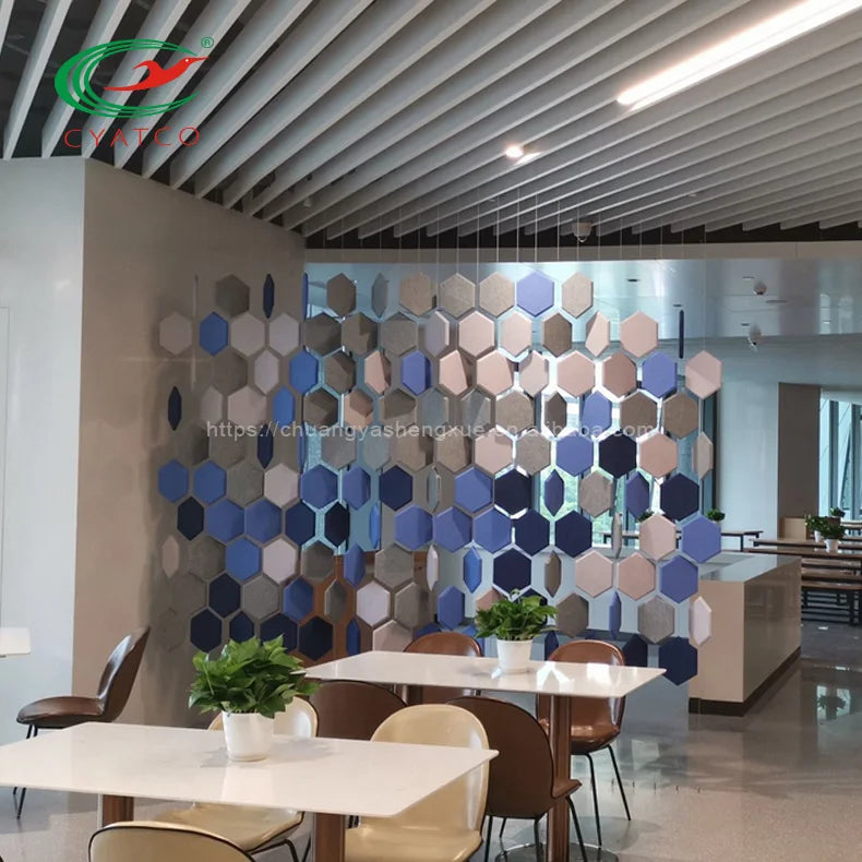 CYATCO Decorative 3D Polyester Fiber Acoustic Wall Panels Office Interior Design