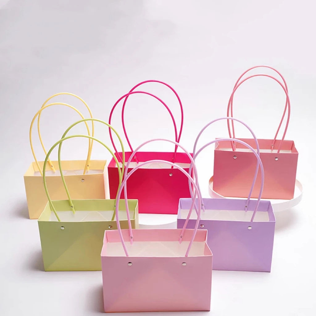 Candy Color Bouquet Flower Arrangement Bag Waterproof Paper Bag Florist Gift Tote Bag