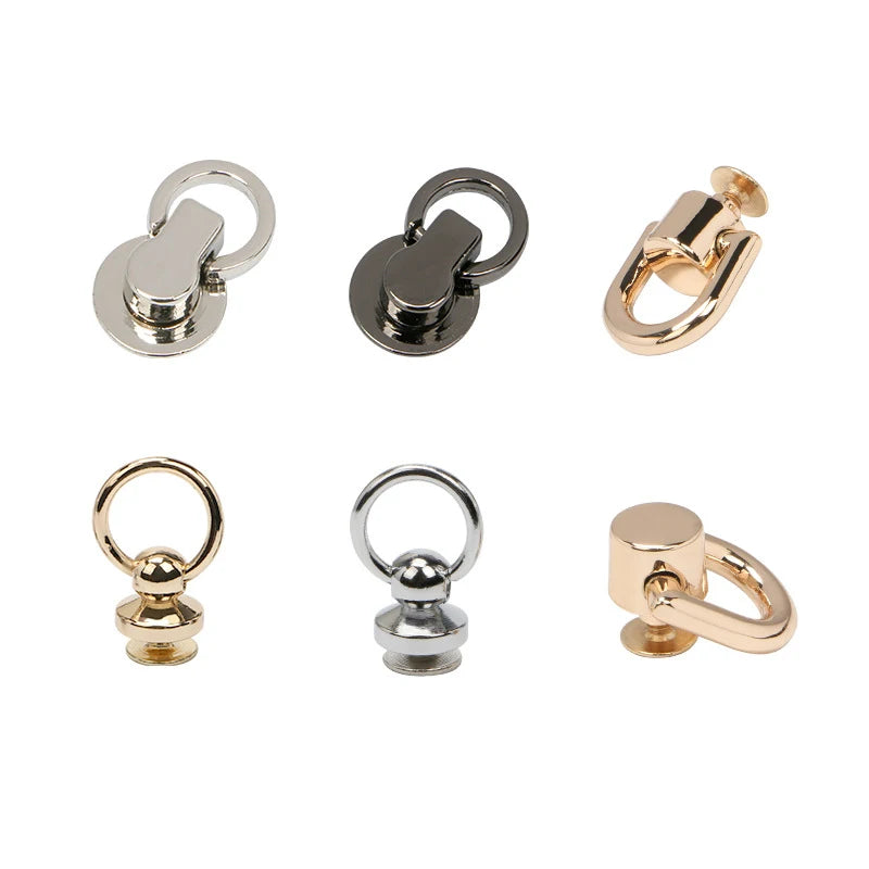 Special Bag Parts & Accessories Metal Hardware Removable Strap Conector Screw Brass Stud Spot Rivet with Ring for Bags