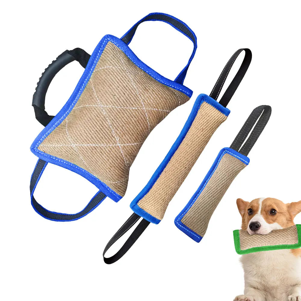 Strong K&9 Training Interactive Bite Pillow Wholesale Dog Toy with 3 Handles for Medium Large Dogs