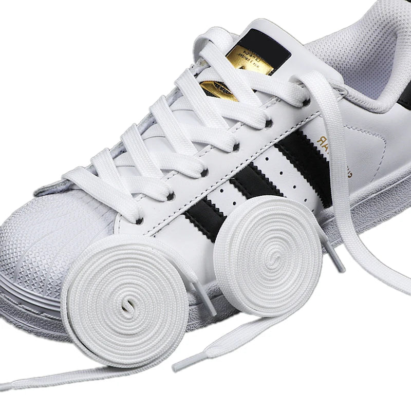 Classic Anti-slip Polyester Shoelaces Black and White Double Woven Sports Casual Shoe Laces for White Shoes