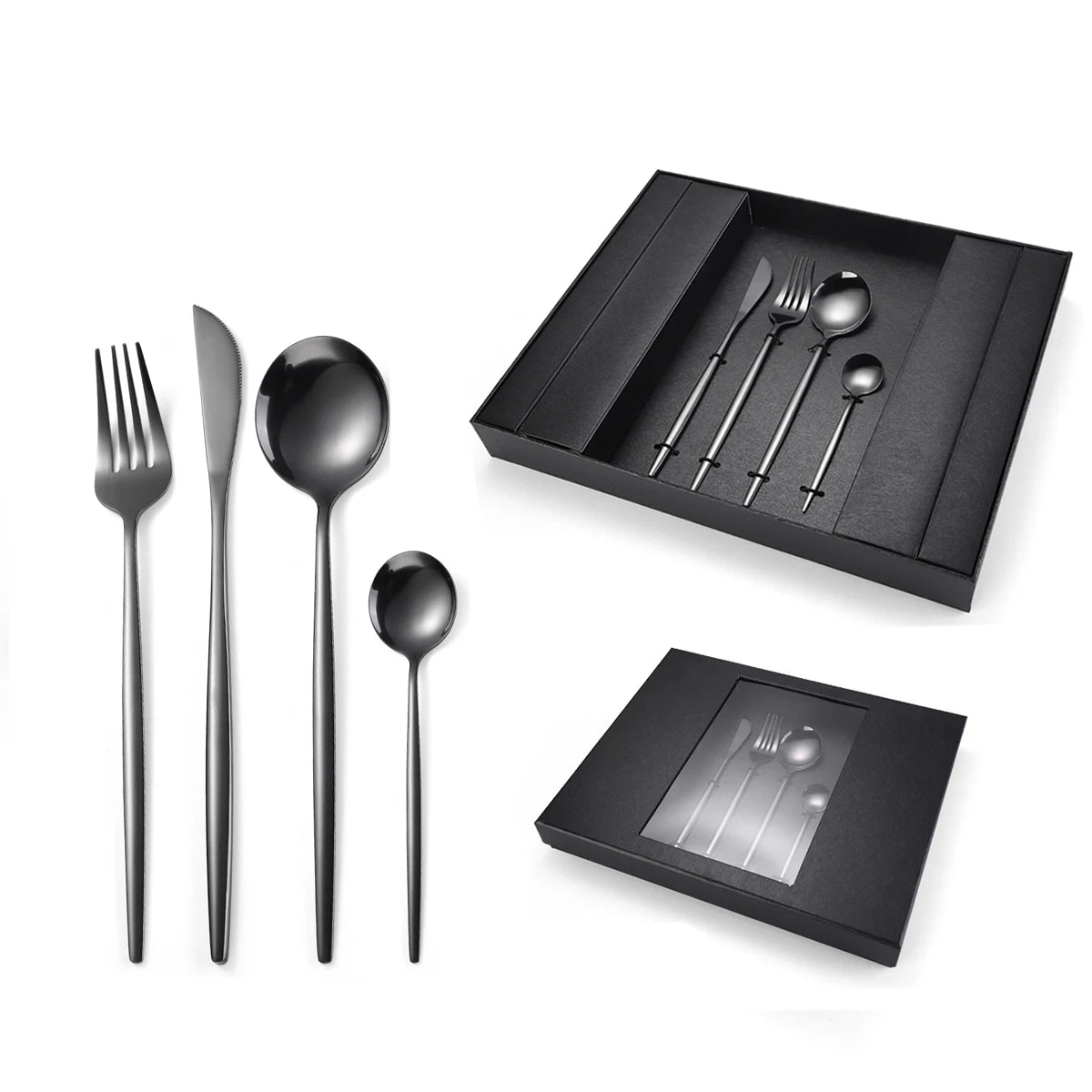 Luxury Restaurant Pointed Tail Flatware Set Mirror Polish Stainless Steel Cutlery Set With Box