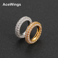 R049  6MM Brass Cubic Zircon Rings for Men and Women Iced Hip Hop Jewelry