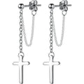 Statement Cross Shape Earings Trendy Crucifix Christian Ear Dangle Drop Earrings 925 Sterling Silver Fashion Jewelry for Women