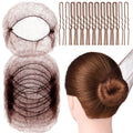 Professional Latin Dance Hair Net Set Ballet Hair Clips for Performance and Flight Attendants with Hidden Hairnet