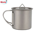 Food Grade Folding Handle Titanium Mug 400ML Camping Folding Cup with Lid  Portable Camping Water Cups for Picnic