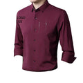 Autumn Fashion Men's Single Breasted Dobby Long-Sleeved Seamless Knitted Seagull Printing Casual Non-Ironing Shirts