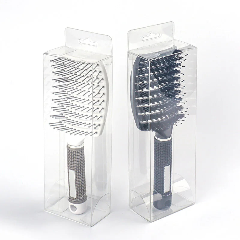 Wholesale Transparent Clear Hair Brush Packaging Box PVC Wrapping Hair Comb Plastic Box