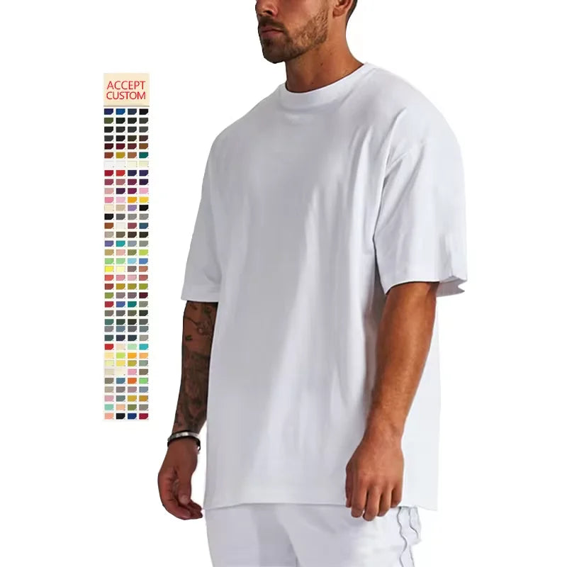 Hot Selling Oversized Crewneck Sweatshirt Breathable 100 Cotton Drop Shoulder Tshirts Casual Streetwear Men's t Shirt