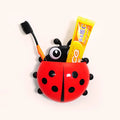 Wholesale Plastic Storage Holders Kitchen Spoon Rack Wall Mount Cute Ladybird Beetle  Kids Toothbrush Toothpaste Holder  Custom